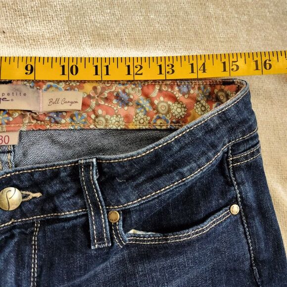 Paige Bell Canyon Low Rise Dark Wash Flare Bell Bottom Jeans Size 30 Petite - Picture 8 of 10